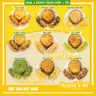 Bánh trung thu Tân Huê Viên Sóc Trăng, Đặc sản bánh trung thu gia truyền nhiều vị khác nhau 200g [Mua 4 bánh tặng hộp]