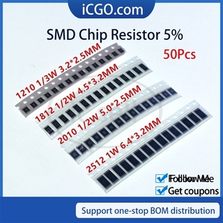Set 50 chip điện trở 1210 1812 2512 Smd 0r 1r 1.1r 1.2r 1.5r 1.6r 1.8r 2r 2.2r 2.4r 2.7r Oh 5% chuyên dụng