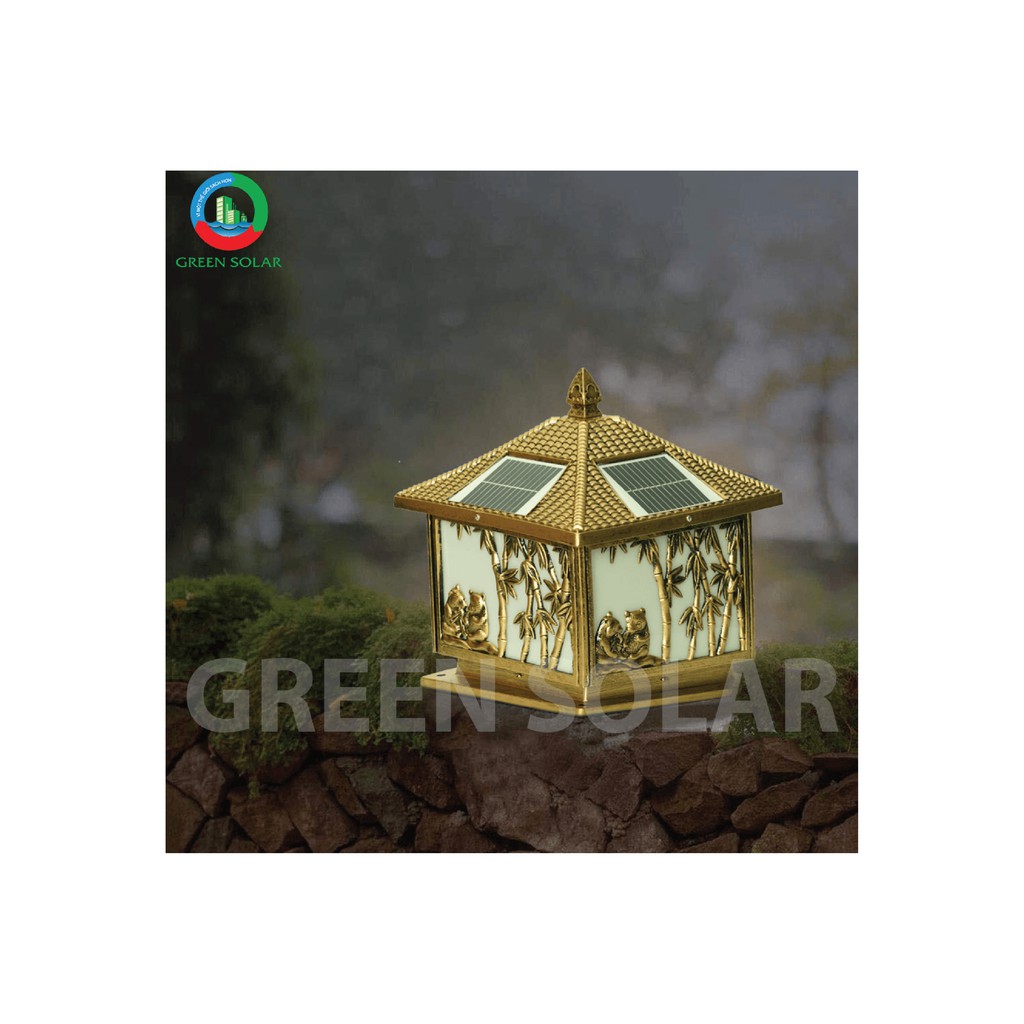 Đèn trụ cổng gấu trúc năng lượng mặt trời