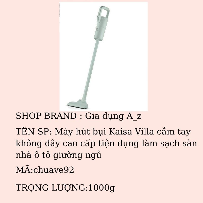 Máy hút bụi Kaisa Villa cầm tay không dây cao cấp tiện dụng làm sạch sàn nhà ô tô giường ngủ Az chuave92