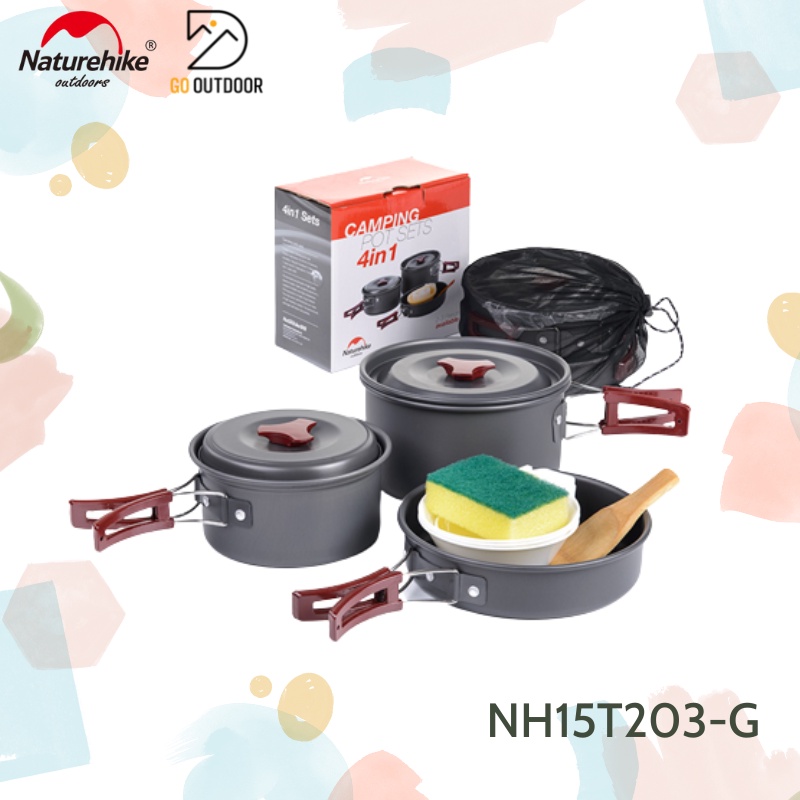 Bộ Nồi Nấu Dã Ngoại 2-3 người Naturehike NH15T203-G