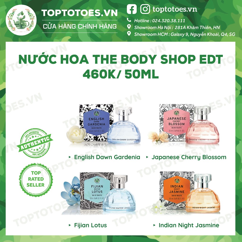 Nước hoa The Body Shop Japanese Cherry Blossom / English Dawn Gardenia / Fijian Lotus