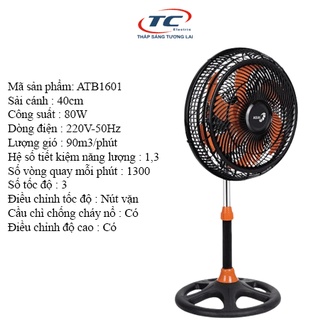 Quạt lửng bán công nghiệp asia turbo atb1601 - 80w - sải cánh 40cm