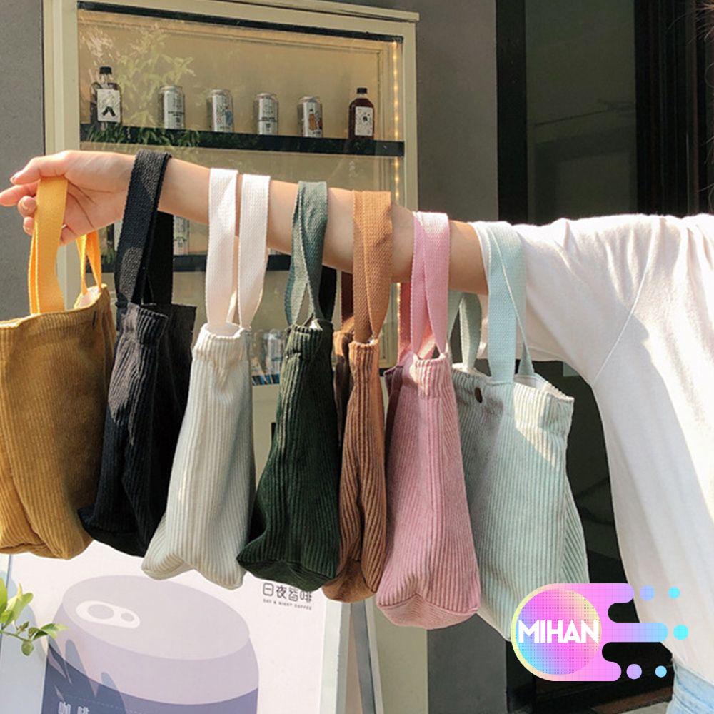 Túi đựng hộp cơm trưa mini bằng vải nhung kẻ nhiều màu thời trang MIHAN1