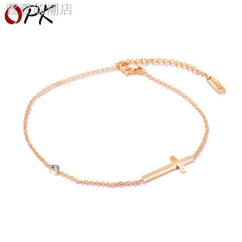 Lắc Chân Thép Titan Mạ Vàng Hồng Đính Đá Pha Lê Cổ Điển | BigBuy360 - bigbuy360.vn