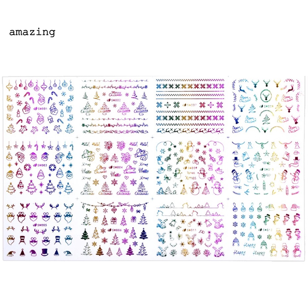 [Hàng mới về] Miếng dán trang trí móng tay nghệ thuật họa tiết bông tuyết Giáng Sinh trọng lượng nhẹ DIY