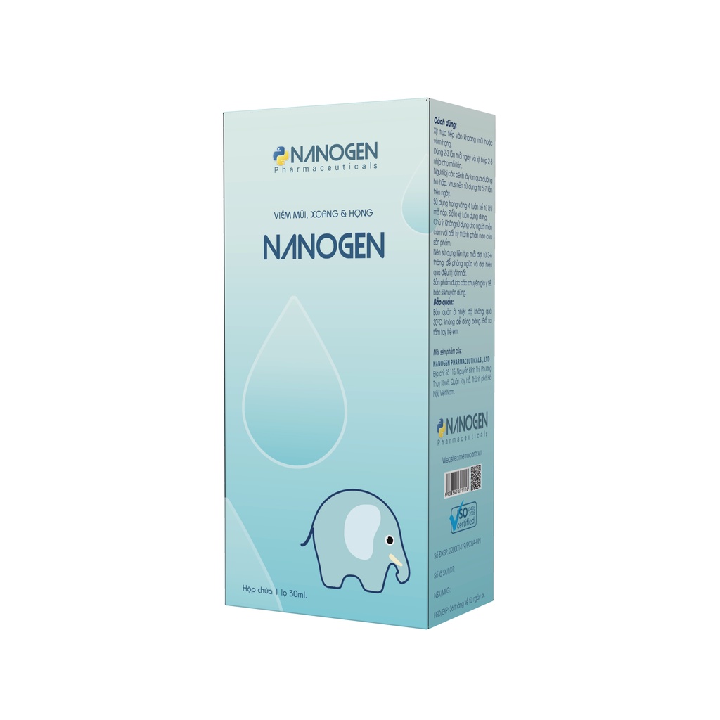 XỊT XOANG NANOGEN - HỖ TRỢ VIÊM MŨI DỊ ỨNG ,GIẢM TRIỆU CHỨNG VIÊM MŨI, NGHẸT MÚI, SỔ MŨI...