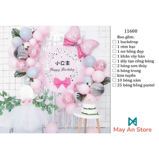 Combo bong bóng trang trí Happy Birthday tông hồng, xanh nhạt cực xinh cho bé yêu
