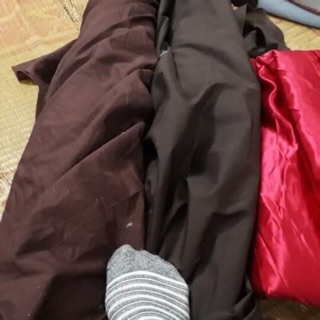 Vải thô lụa tông nâu + 1m thô cam