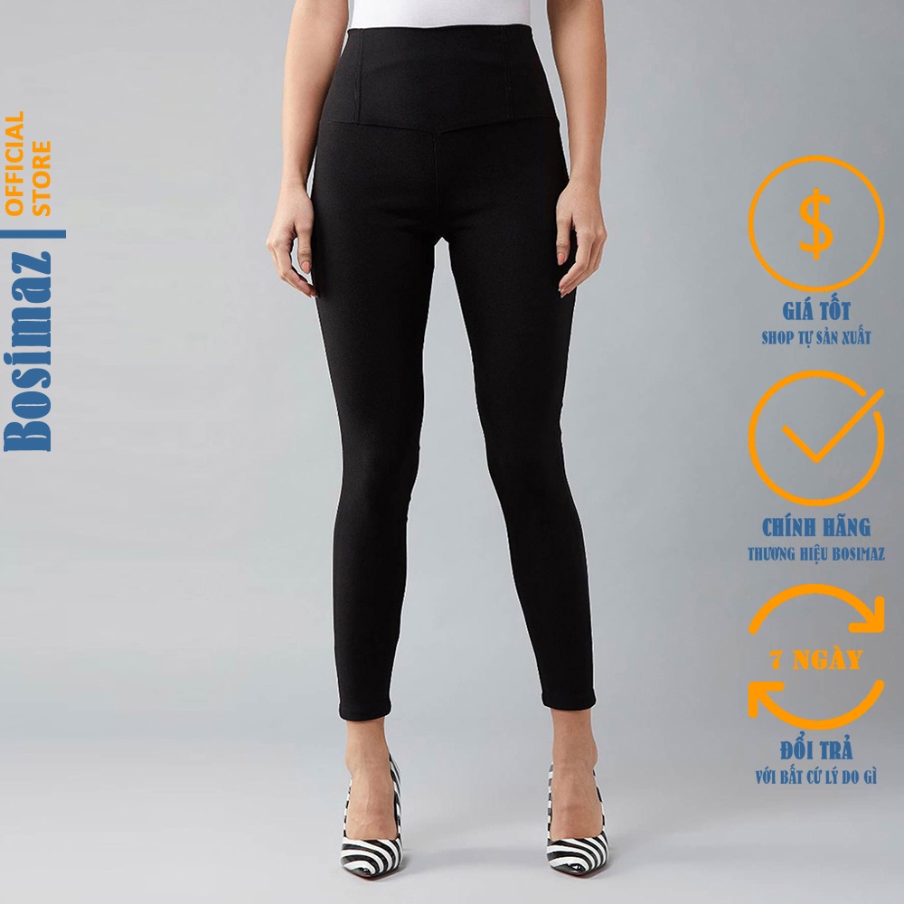 Quần Legging Nữ Bosimaz MS211 dài túi sau màu đen cao cấp, thun co giãn 4 chiều, vải đẹp dày, thoáng mát không xù lông.