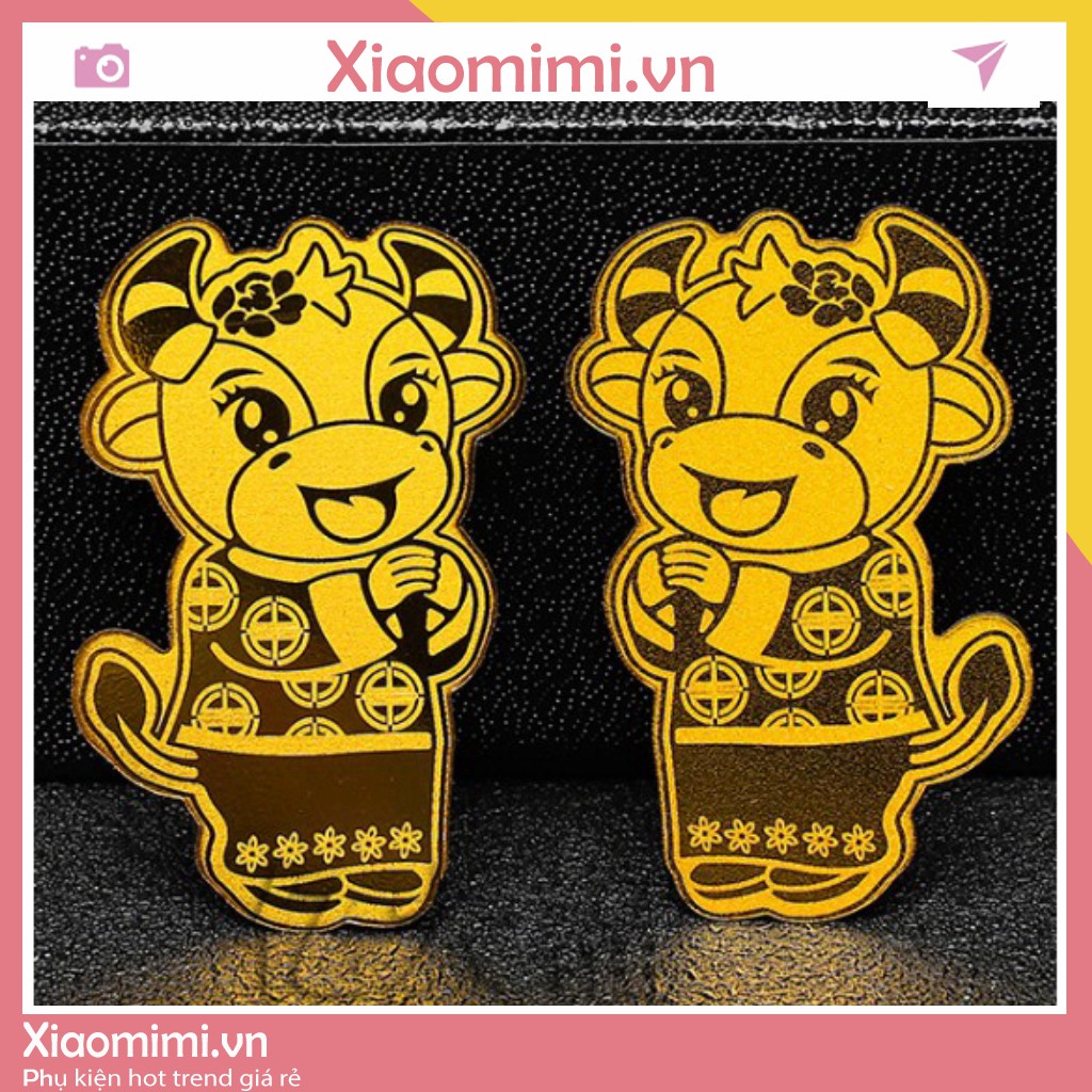 Miếng Dán Điện Thoại Sticker Mèo Thần Tài, Trâu Vàng Hút Tài Lộc May Mắn