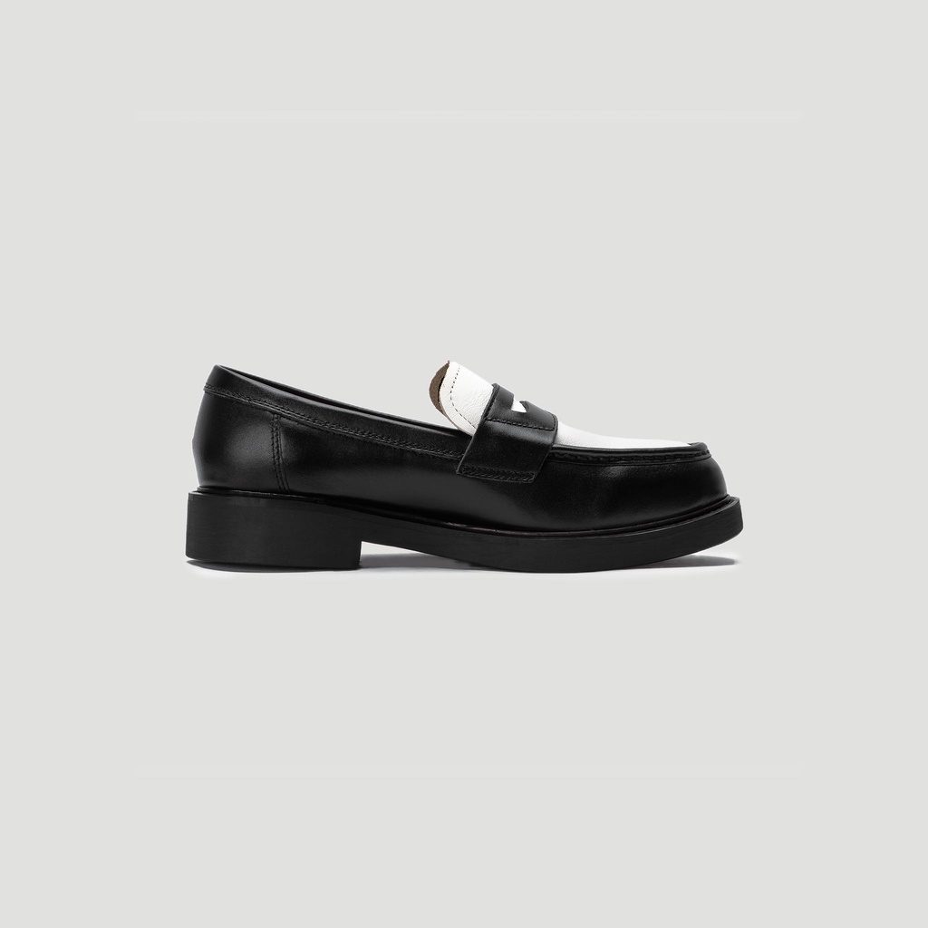 Giày Lười THEWOLF Penny Loafer - Đen Trắng