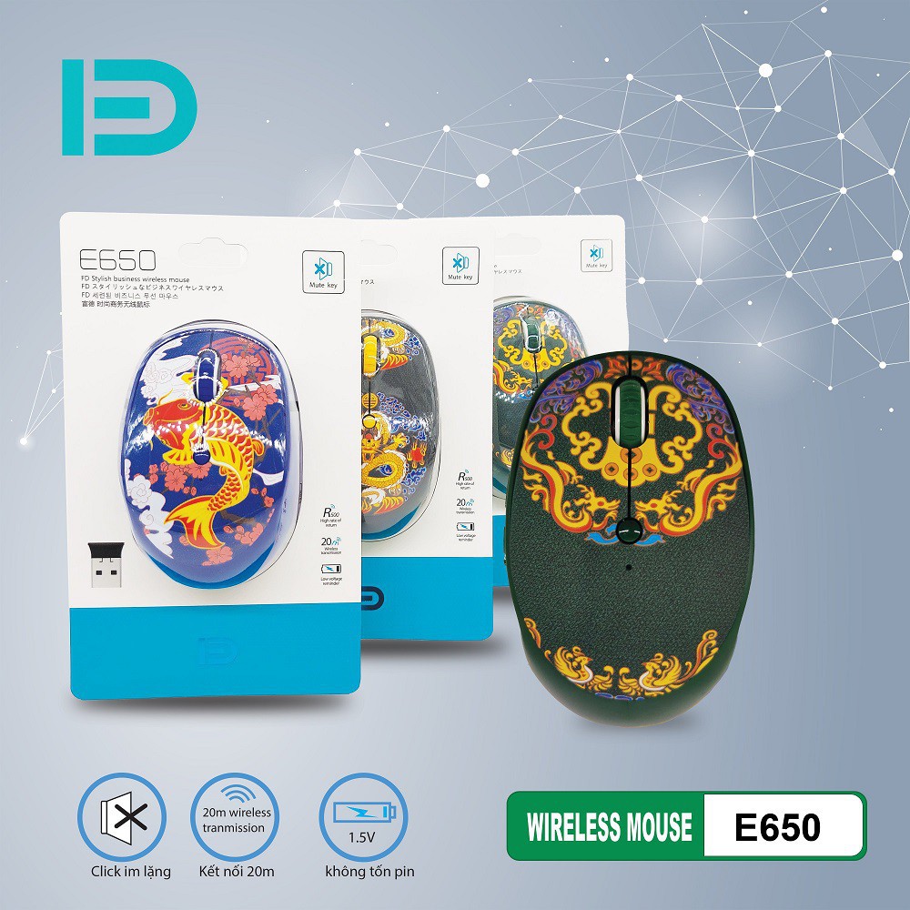 Chuột không dây Wireless 6D FD E650 thiết kế Tatoo cực ngầu - Bảo hành 24 tháng !!!
