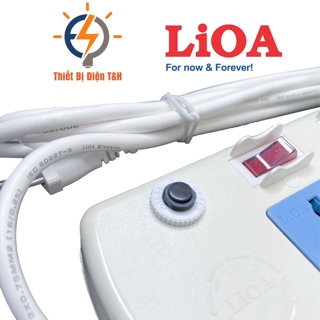 Ổ cắm điện đa năng LIOA, 2200W, 6 ổ cắm, 6 công tắc, dây dài 3M, 5M, 6DOF32WN - Thiết Bị Điện T&H