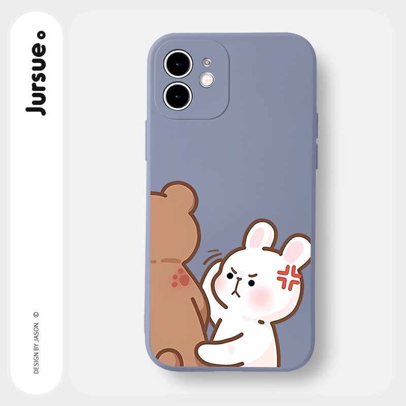 Ốp lưng JURSUE hoạt hình cặp đôi dễ thương đẹp cho iPhone 13 12 11 Pro Max SE 2020 X XR XS 8 7 ip 6S 6 Plus Y2082