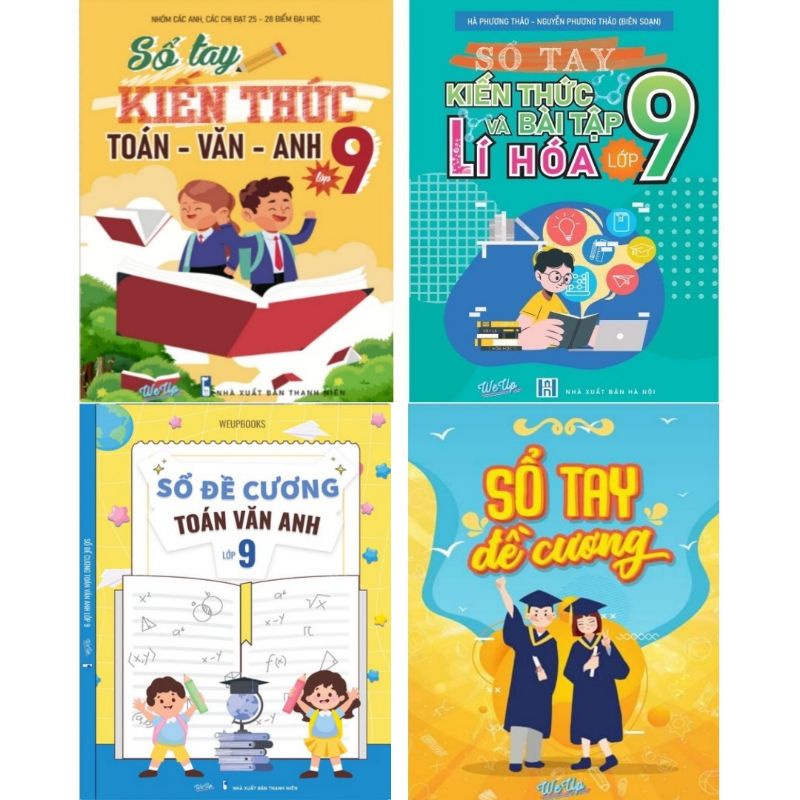 Combo 4 Cuốn Sổ Đề_Cương Toán_Văn_Anh Lớp 9, Lí_Hóa Lớp 9, Đề_Cương Ghi Chép, Sổ Tay Kiến_Thức Toán_Văn_Anh Lớp 9
