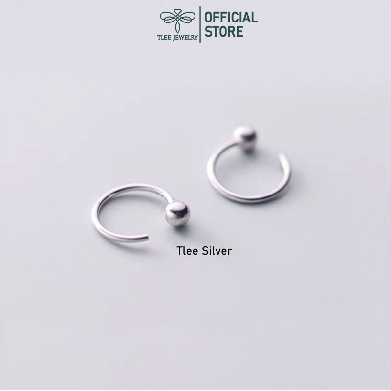 Khuyên tai bạc unisex TLEE móc bi basic cá tính TleeJewerly B0213