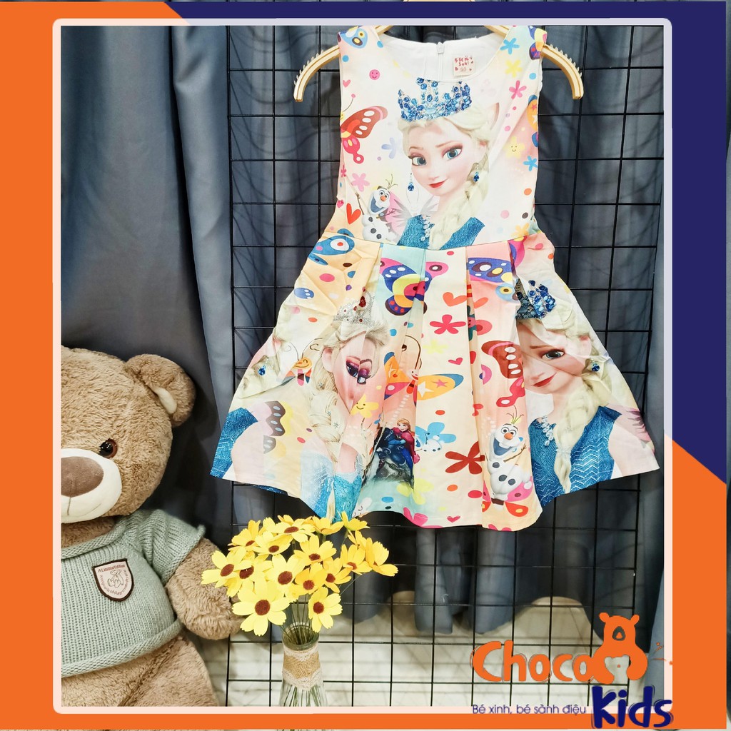 Đầm Tết cho bé đầm công chúa Elsa hình in 3D đẹp