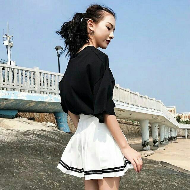 Chân Váy Xếp Ly Kaki Đen Chữ A Dáng Ngắn Váy Thiết Kế Xếp Ly | BigBuy360 - bigbuy360.vn