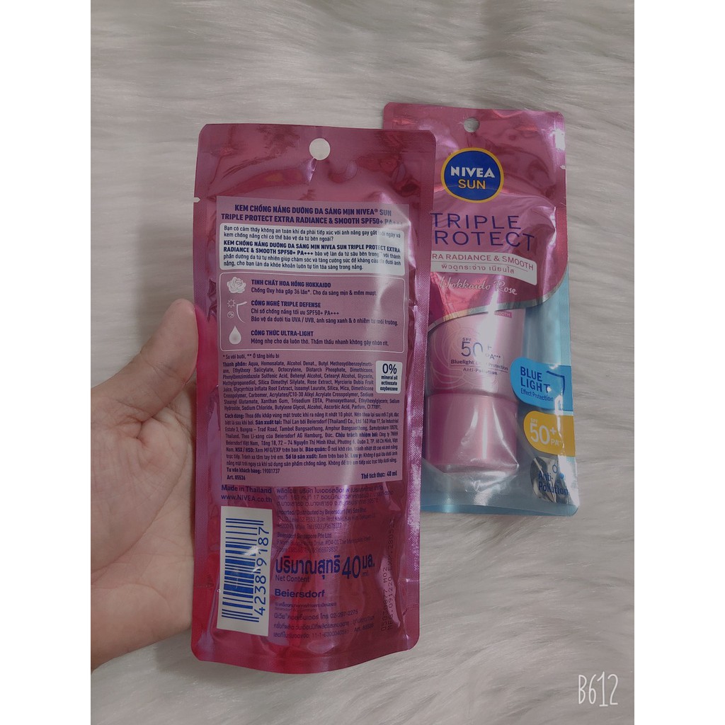 Kem Chống Nắng Nivea Triple Protect Extra Radiance &amp; Smooth SPF50+ PA+++ 40ml