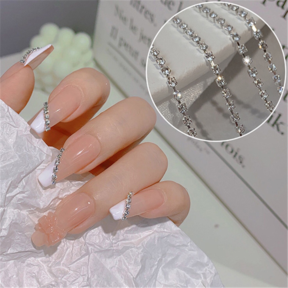 Chuỗi Hạt Kim Cương Giả Ba Chiều Lấp Lánh Trang Trí Móng Tay Thủ Công Thời Trang Cho Nữ