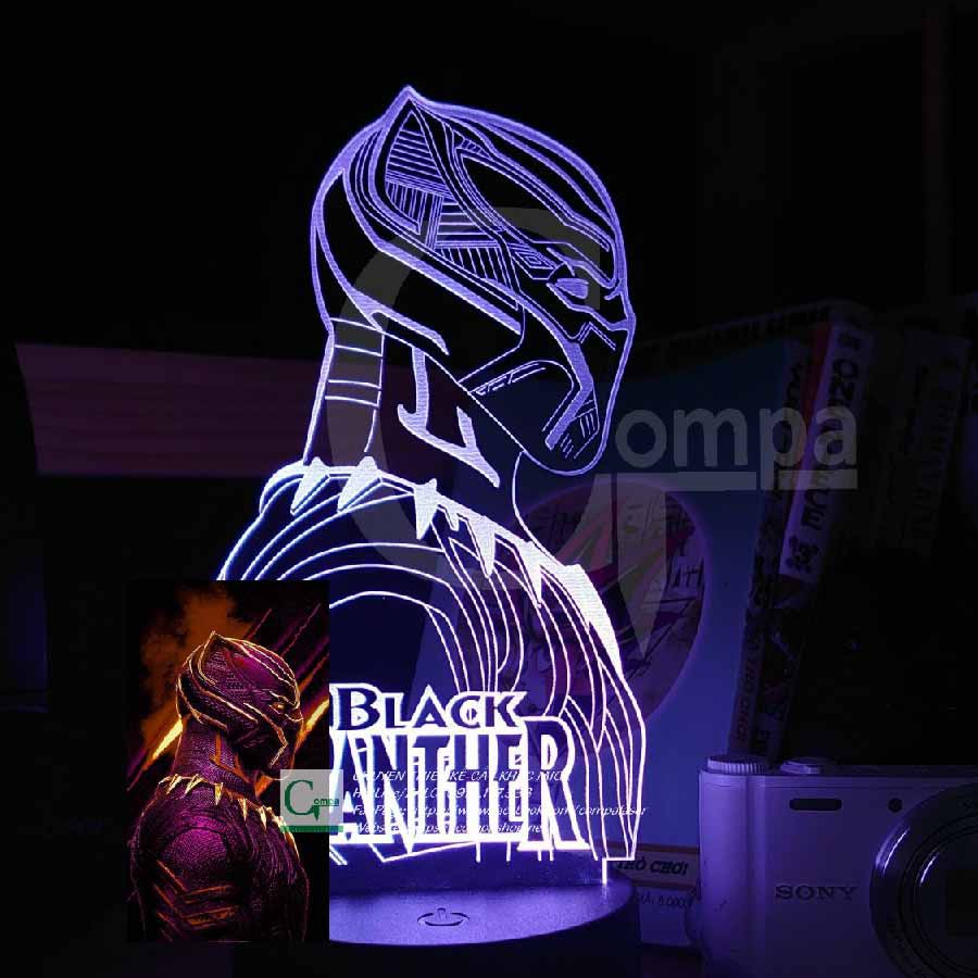 [ẢNH SHOP TỰ CHỤP] Đèn Ngủ Siêu Anh Hùng Marvel Black Panther, quà tặng sinh nhật độc đáo