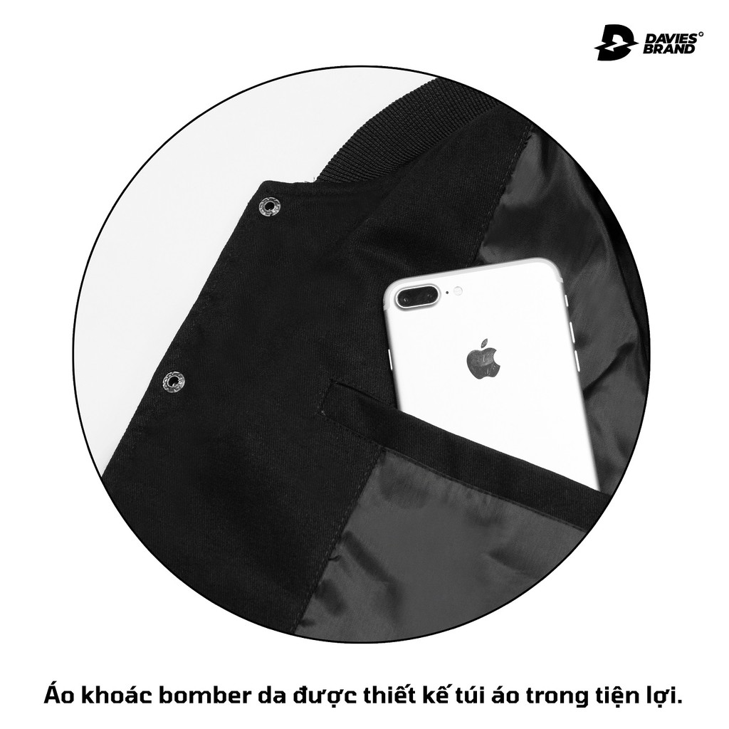 Áo khoác bomber bóng chày thêu chữ Davies brand - Leather Varsity Jacket Baseball Academy Bomber | BigBuy360 - bigbuy360.vn