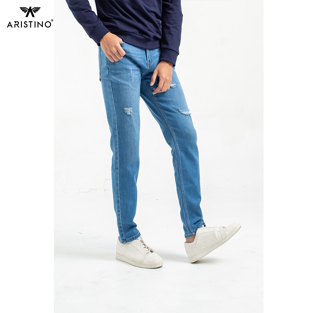 Quần jeans nam ARISTINO dáng Slim fit ôm vừa vặn, lưng cao, dễ phối đồ, cotton thoáng khí - AJN00409