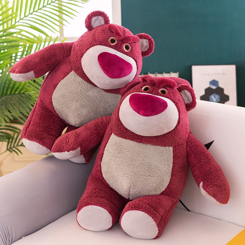 38cm Gối Ôm Hình Gấu Dâu Tây Bằng Nhung Dễ Thương Xinh Xắn