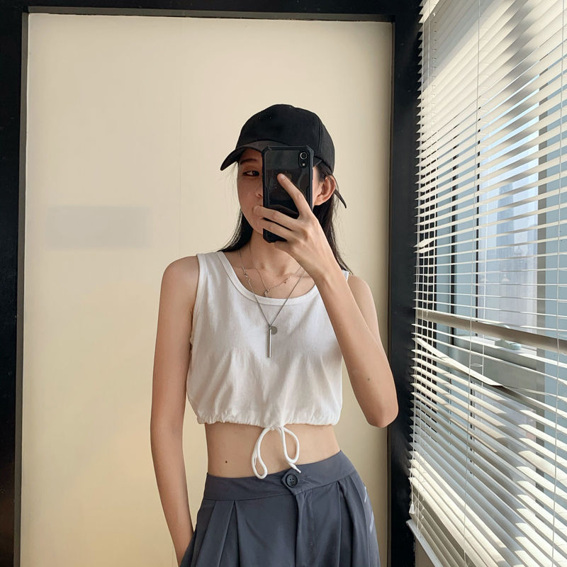 COZOK Áo hai dây ngắn phong cách Hàn Quốc cho nữ