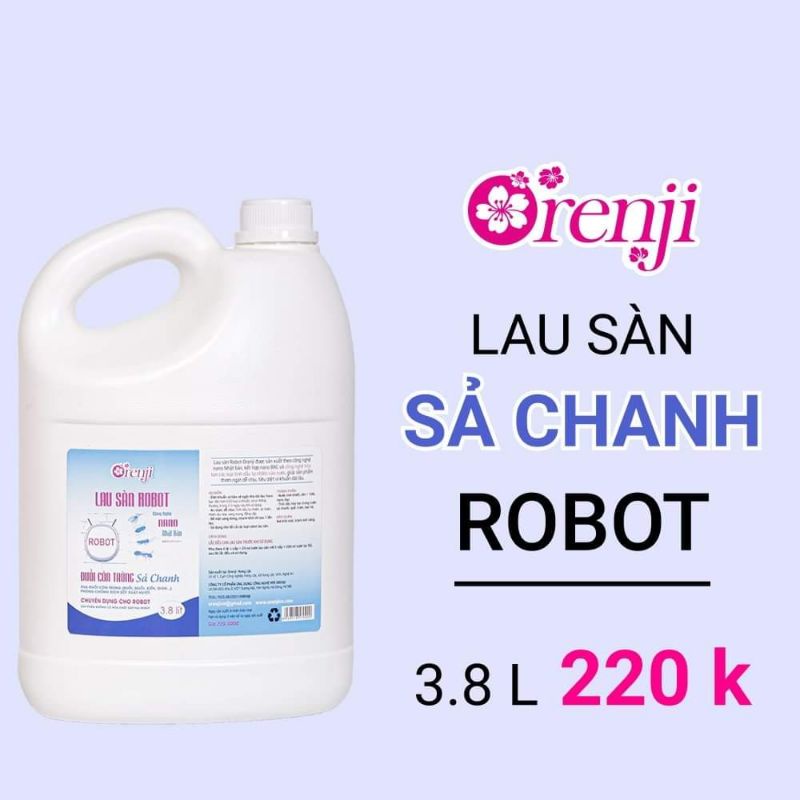 Nước lau sàn chuyên dụng dành cho Robot lau nhà - nano bạc, tinh dầu sả chanh Orenji 3,8l