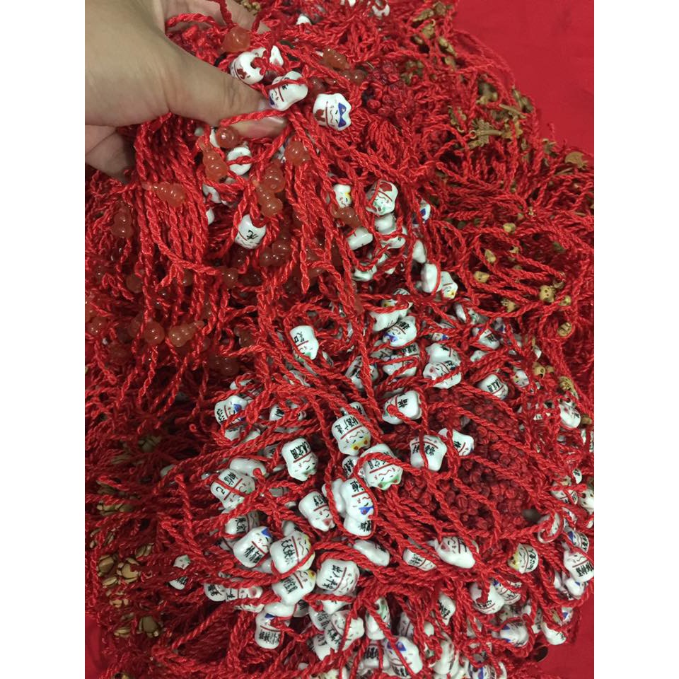 Vòng may mắn chỉ đỏ mèo thần tài sứ