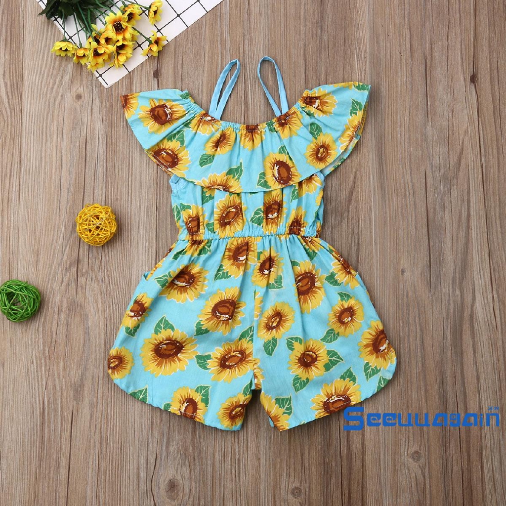 Jumpsuit Hoa Hướng Dương Cho Bé Gái