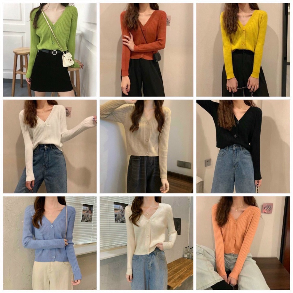 Áo Cadigan, Áo Len Nữ Hè Thu đông Chất Motoghi Hàng Quảng Châu A480 Noiyxanh nội y xanh chất len quảng châu