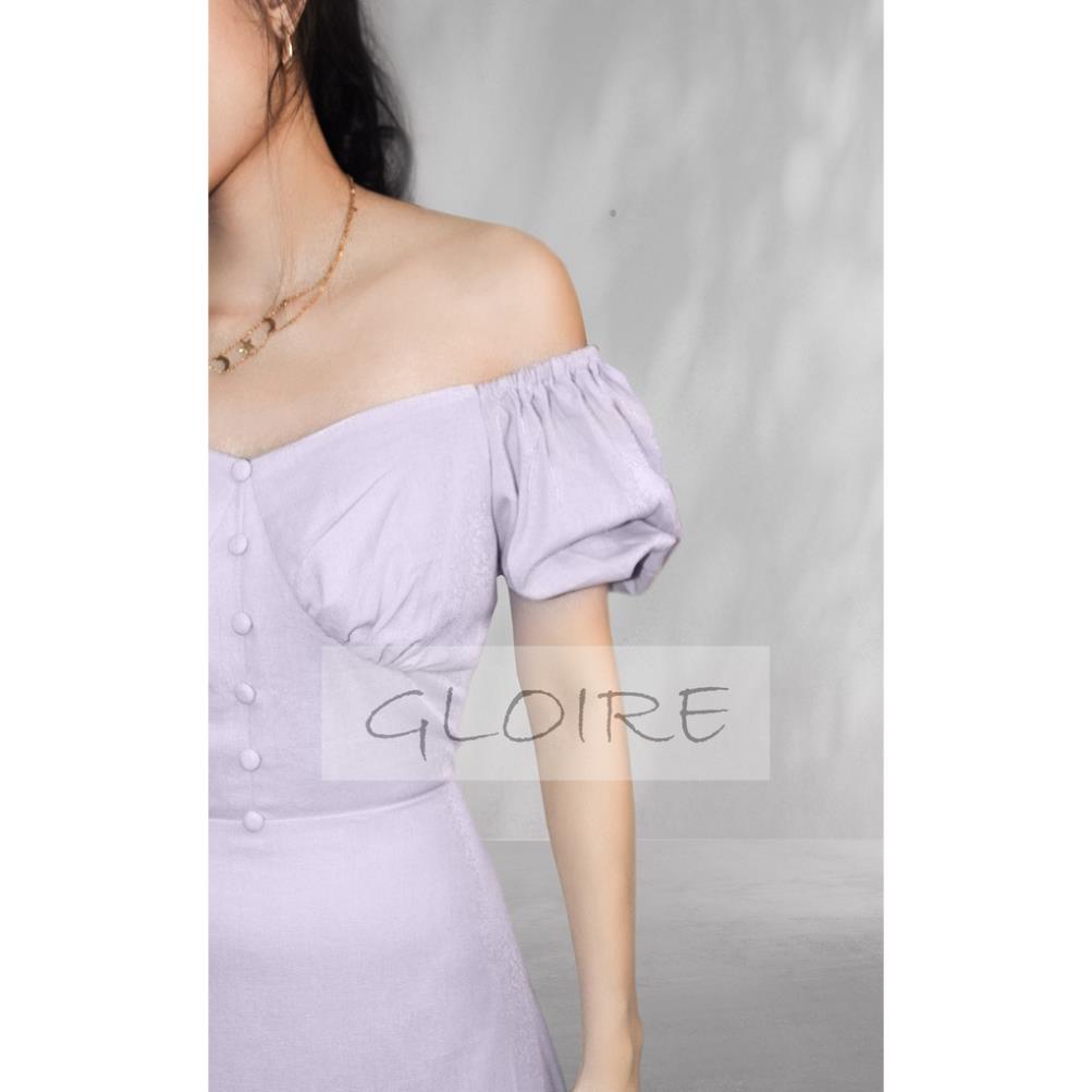 Gloire - Váy maxi Linen lệch vai JIK