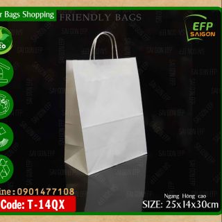 50 túi giấy kraft có quái xách tiện lợi 14QX trắng