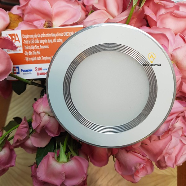 [TỔNG KHO GIÁ TỐT] Đèn LED Downlight Âm Trần Đổi Màu Siêu Sáng 7W Viền Bạc ANTA Lighting