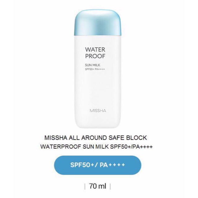 Kem chống nắng Missha All Around Safe Block Waterproof Sun Milk