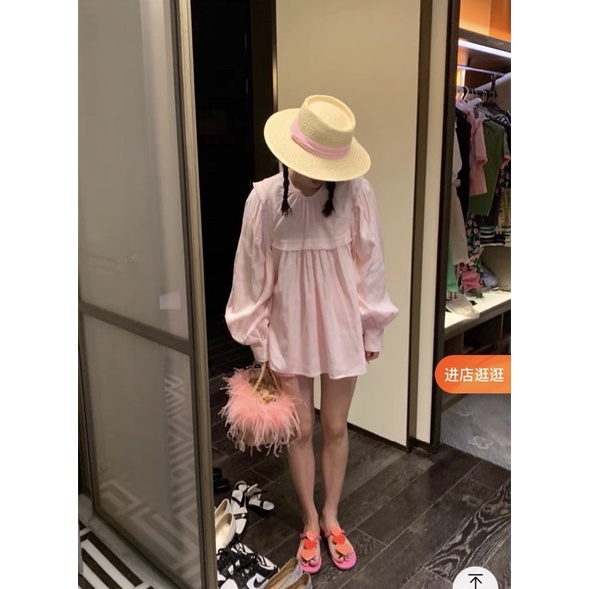 Áo blouse babydoll phồng tay dài