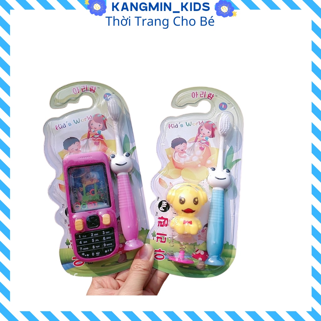 Bàn chải đánh răng cho bé Kangmin, bàn chải răng bé trai bé gái Kids Word siêu mềm, Đồ cho bé 1_ 6 T