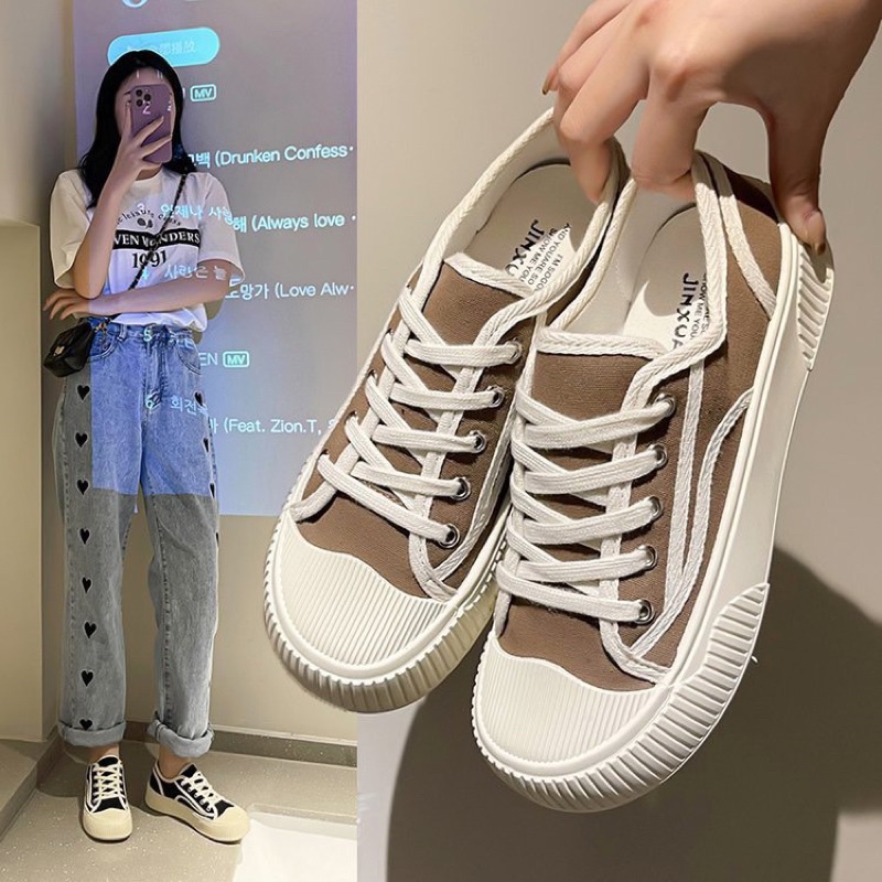 Giày thể thao sneaker nữ đế độn vải canvas màu phối viền trắng dáng basic FLOWER  G11 - Nguyentrang239