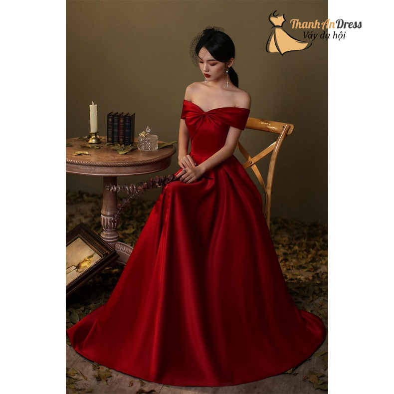 Váy đầm thời trang dạ hội dáng xòe thiết kế trễ vai