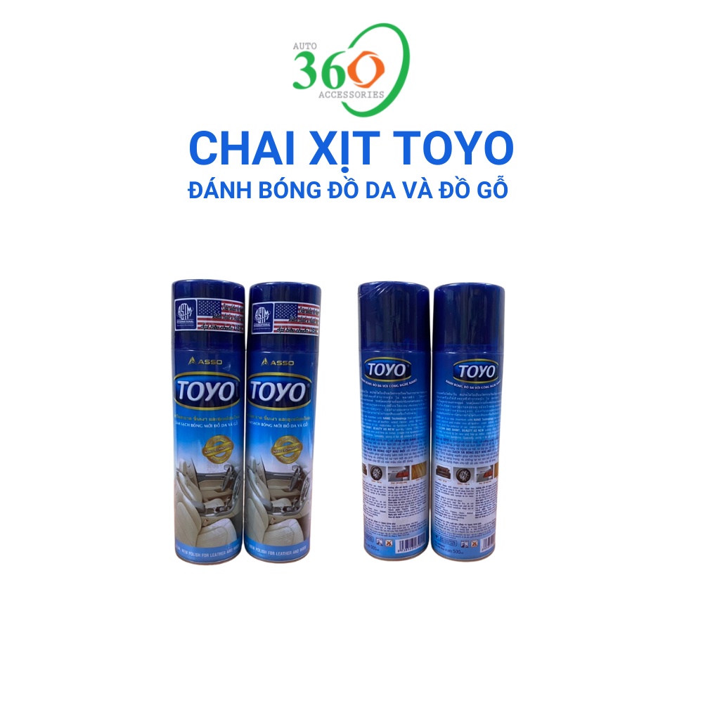 Chai xịt Toyo, chai xịt bóng đồ da và đồ gỗ 500ml, công nghệ nano chống bụi