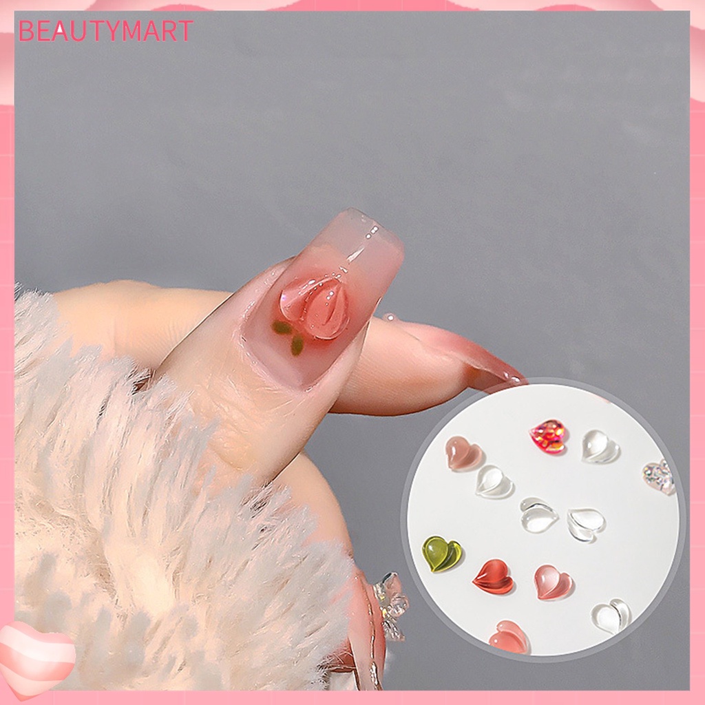 Set 25 Phụ Kiện Trang Trí Móng Tay Hình Trái Tim / Trái Tim / Quả Đào 3D Đa Năng Bằng Nhựa Resin Tinh Tế DIY Dành Cho Bạn Gái