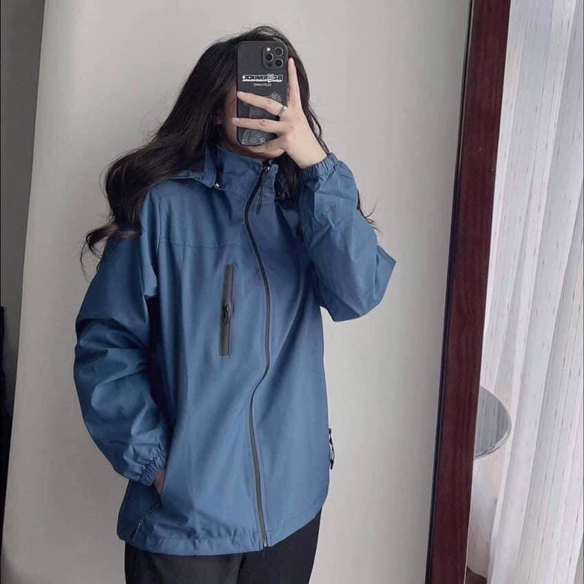 Áo khoác gió nam nữ, áo khoác dù chống nước nhẹ, mã AKG1, mầu đen, ghi, xanh than