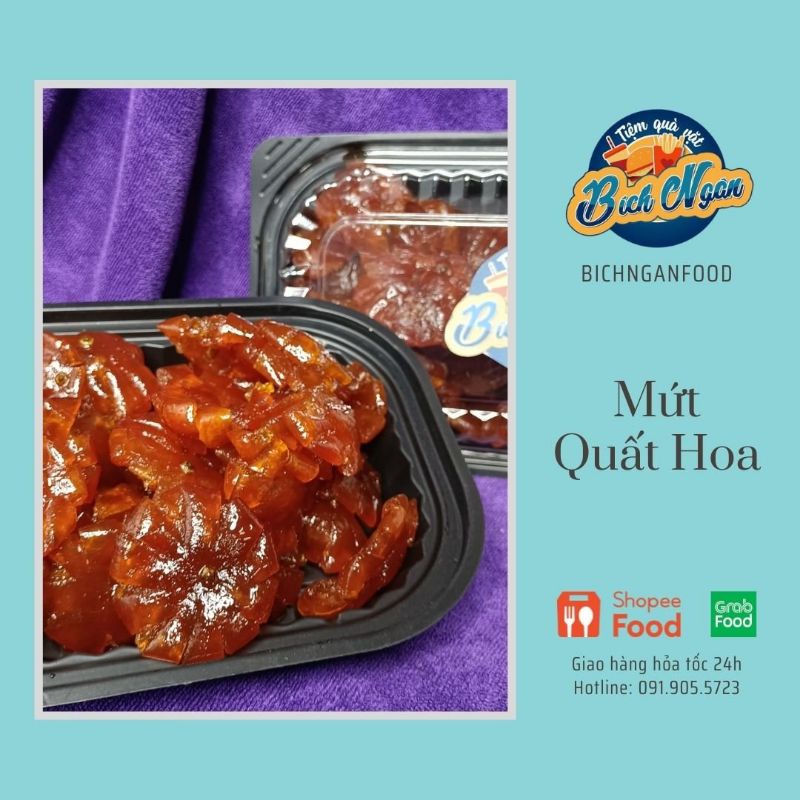 Mứt Quất Vàng Sấy Dẻo Chua Ngọt 500g | đồ ăn vặt BICHNGAN FOOD