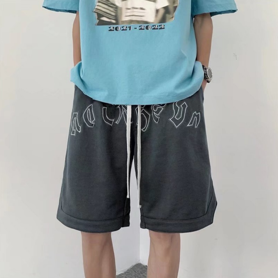 Quần Short Thể Thao Dây Rút Thêu Chữ Phong Cách Hàn Quốc Thời Trang Cho Nam