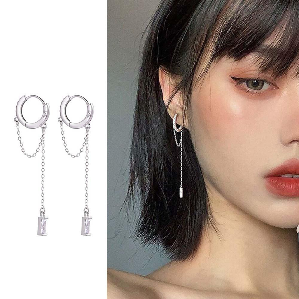 Khuyên Tai Vòng Tròn Phối Tua Rua Dài Đơn Giản Thời Trang Hip hop