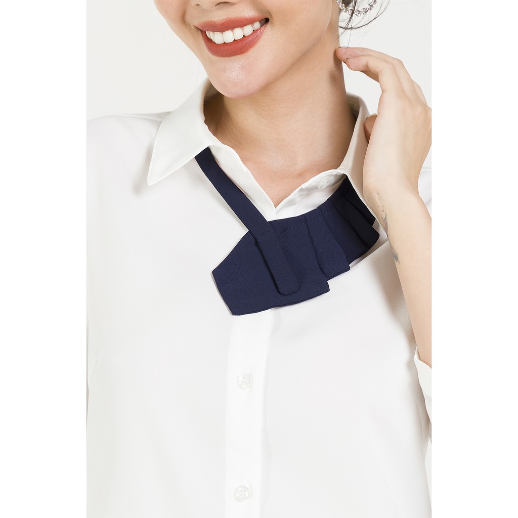 ÁO Sơ Mi Nữ Trắng Tay Lỡ Phối Nơ Cổ Tháo Rời Lamer L61H20Q026