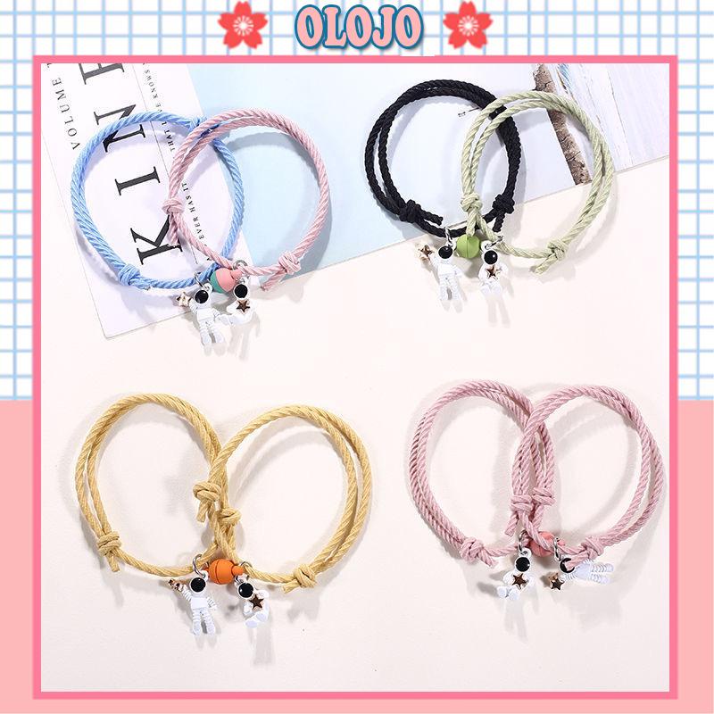 1 Cặp Vòng Tay Dây Thừng Bện Gắn Nam Châm Hình Phi Hành Gia Thời Trang Dành Cho Cặp Đôi Học Sinh Nữ
